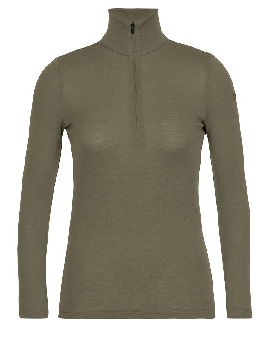 Icebreaker Merino 175 Everyday Long Sleeve Half Zip Thermal Top Naisten Base Layers Oliivinvihreä | FI 1862DFMN